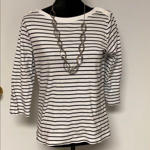 3/4 sleeve shirt white with black stripes